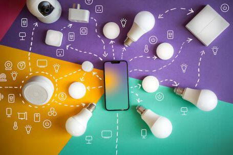 IoT - Smart home automation devices. Colorful diagram.