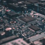 Technology - macro photography of black circuit board