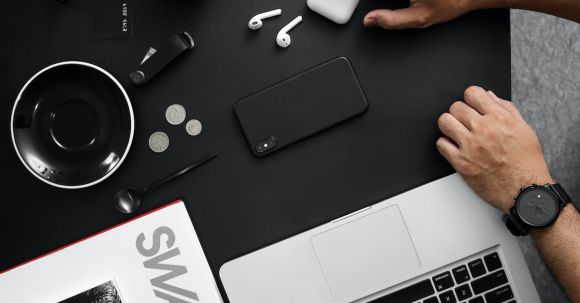 Technology - Top View of Assorted Gadgets on Desk