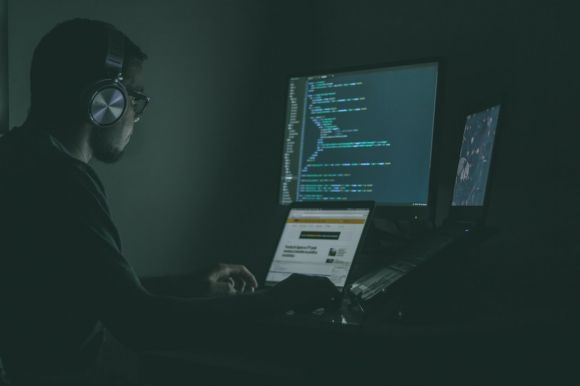 Cybersecurity - person using laptop computers