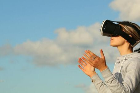 Technology - Woman Using Vr Goggles Outdoors