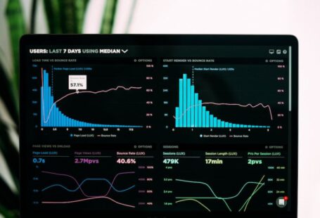 Server Performance - graphs of performance analytics on a laptop screen