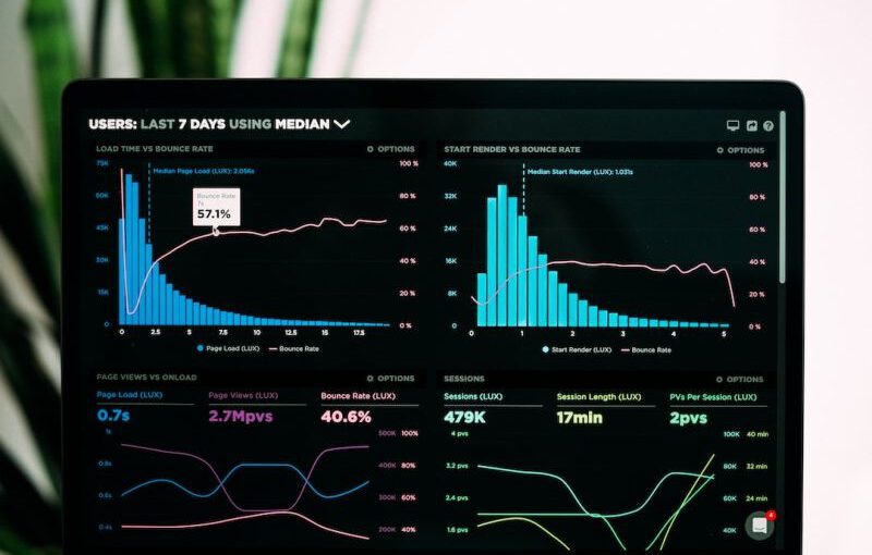 Server Performance - graphs of performance analytics on a laptop screen