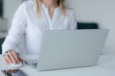 Pc - Woman Using Silver Laptop